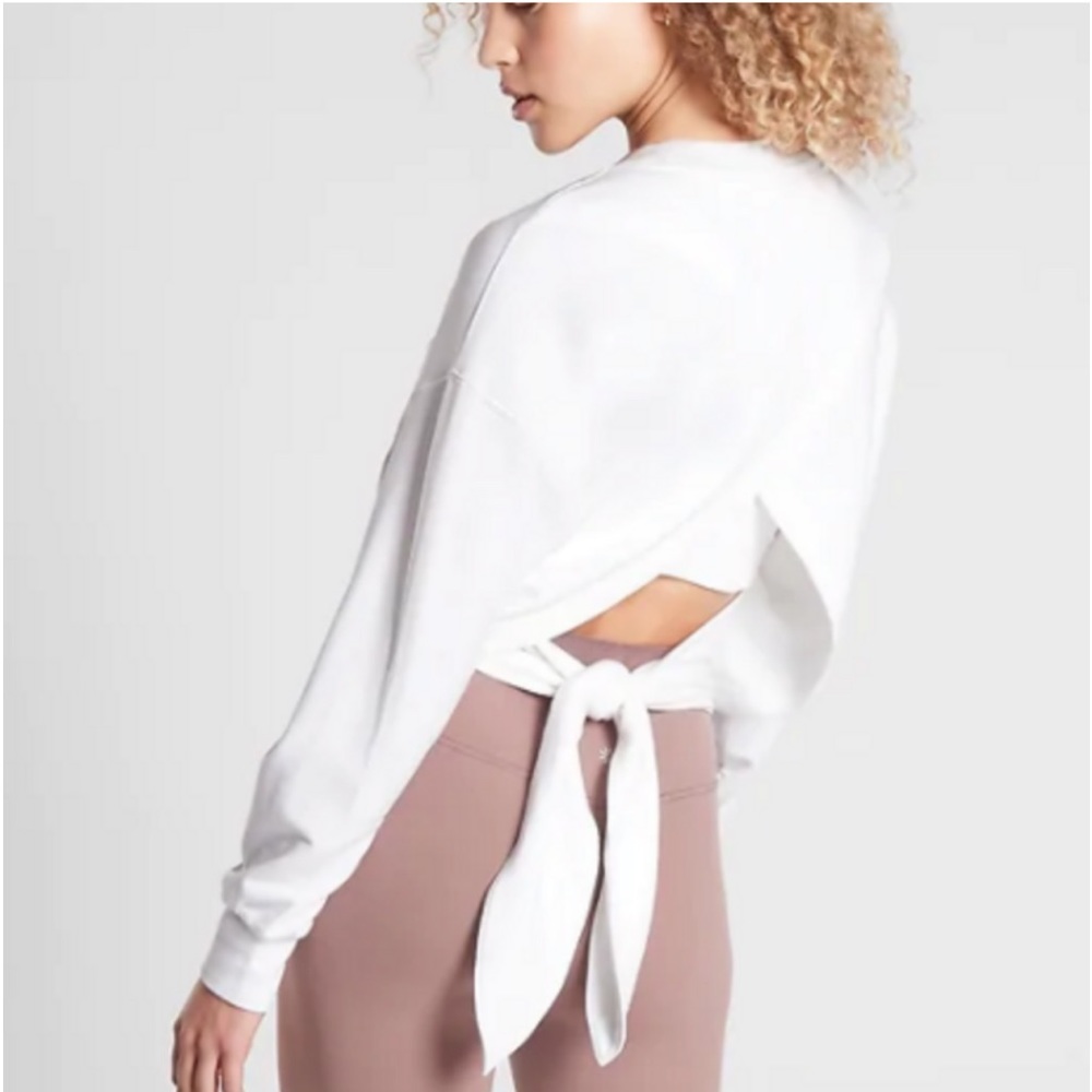 Athleta Sweater Workout Long Sleeve White Tie Back. Size‎ S (670)